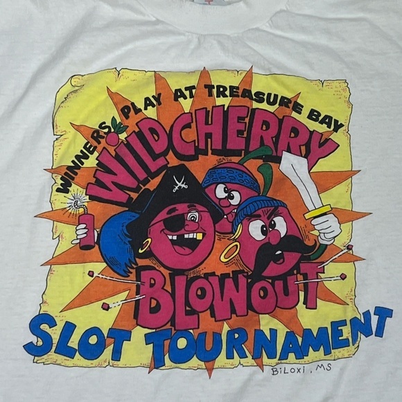 Vintage 90s Wild Cherry Blowout Slot Tournament Casino 1990s t-shirt - Picture 2 of 4